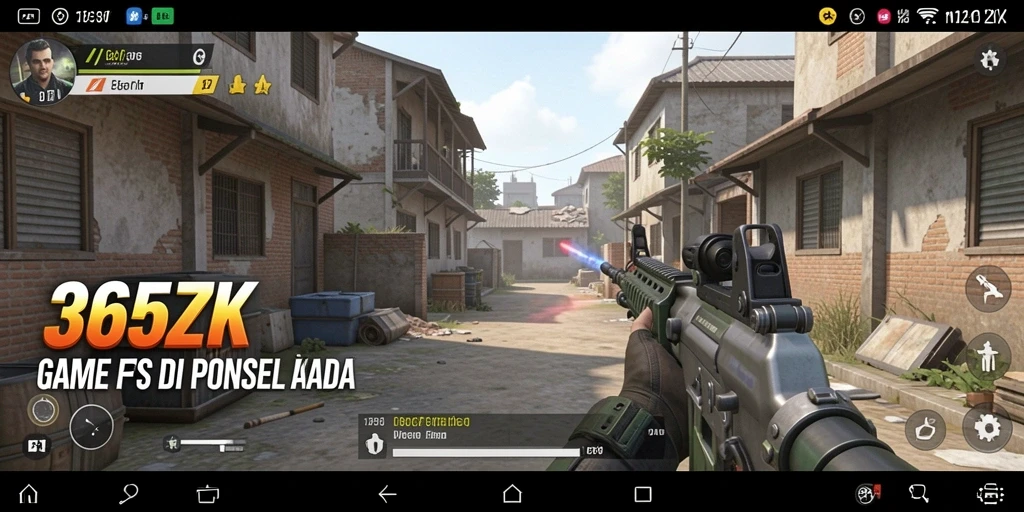 Tampilan gameplay mendebarkan dalam 365ZK, menampilkan aksi FPS yang intens.