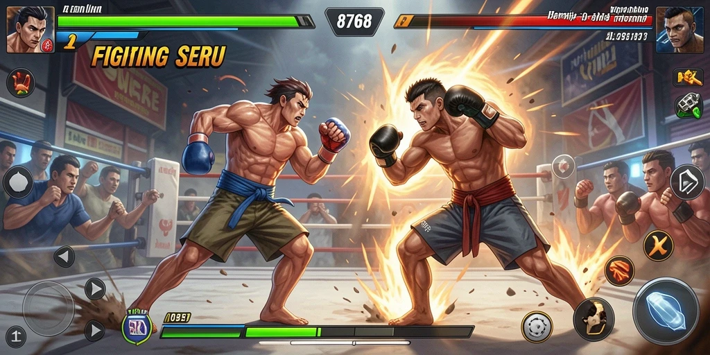 Screenshot dari pertarungan seru dalam game Fighting.