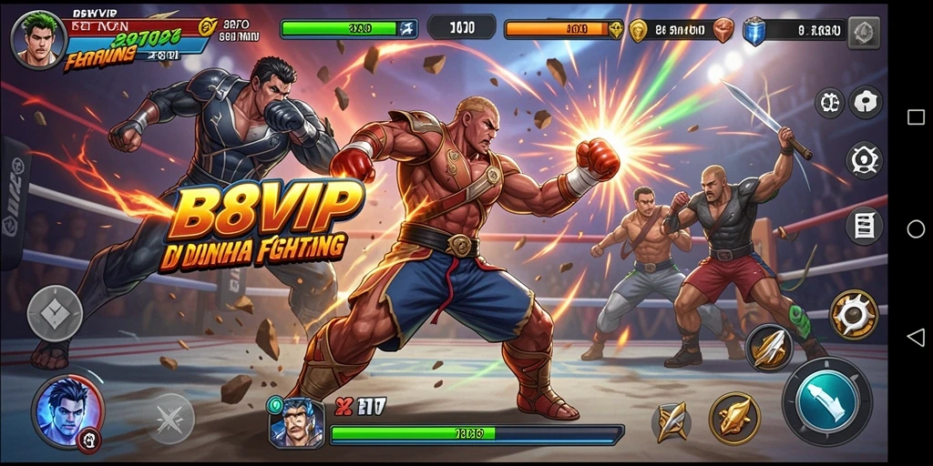 Tampilan gameplay B8VIP yang intens dan penuh aksi pertarungan.