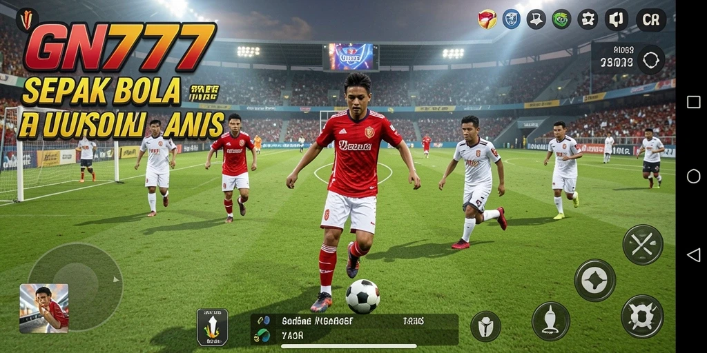 Screenshot gameplay GN777 yang menampilkan aksi sepak bola seru.