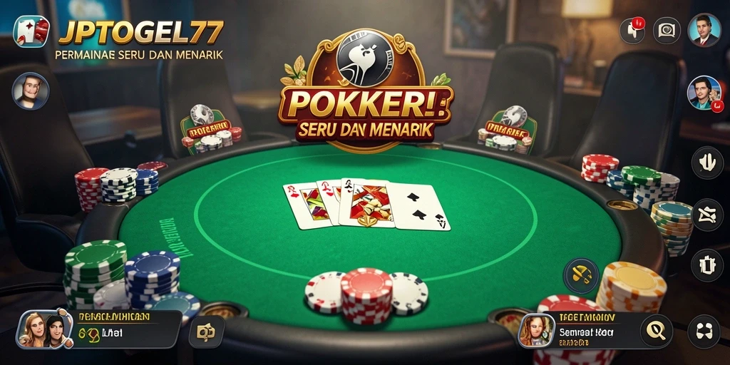 Screenshot gameplay poker di JPTOGEL77 menampilkan momen seru dan kompetitif.