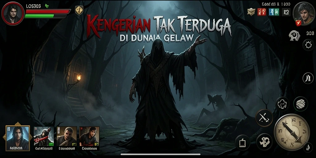 Screenshot menunjukkan karakter mengintai di sudut gelap.
