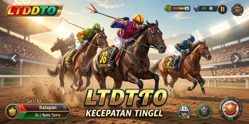 Tampilan gameplay LTDTOTO dengan mobil balap di trek yang menantang.