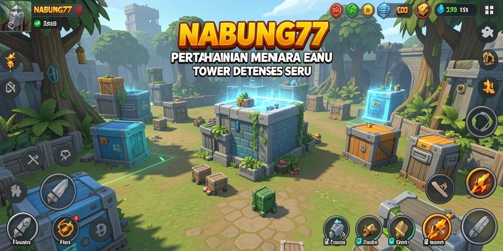 Gameplay intens dengan menara yang menghadapi gelombang musuh.