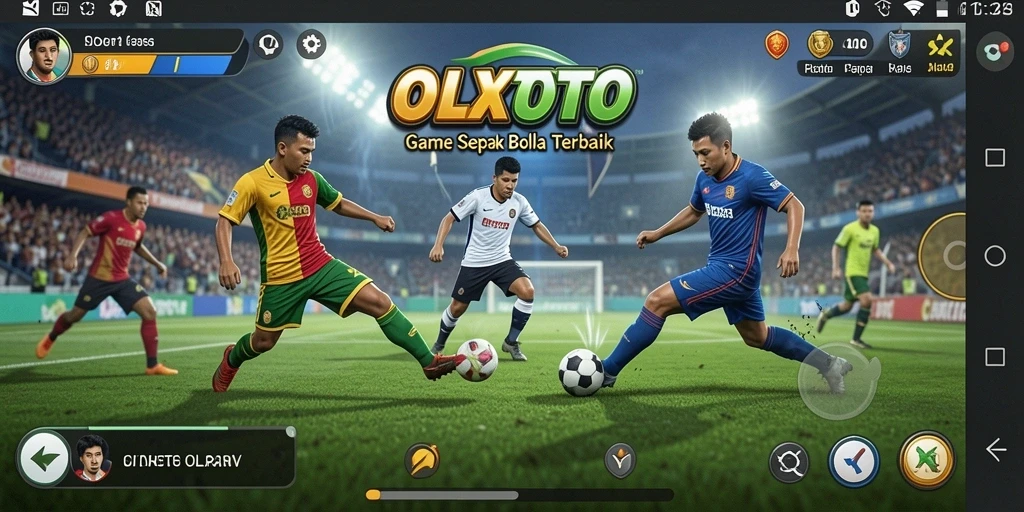 Tampilan gameplay OLXTOTO dengan grafik sepak bola yang realistis.
