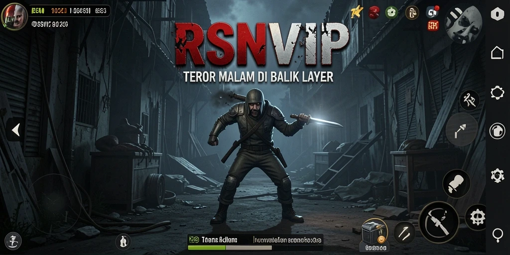 Screenshot RSNVIP menampilkan gameplay yang menegangkan dalam suasana gelap horor.