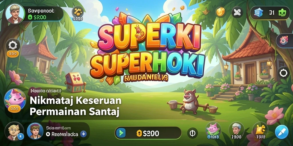 Tampilan gameplay SUPERHOKI yang menarik dan penuh warna.