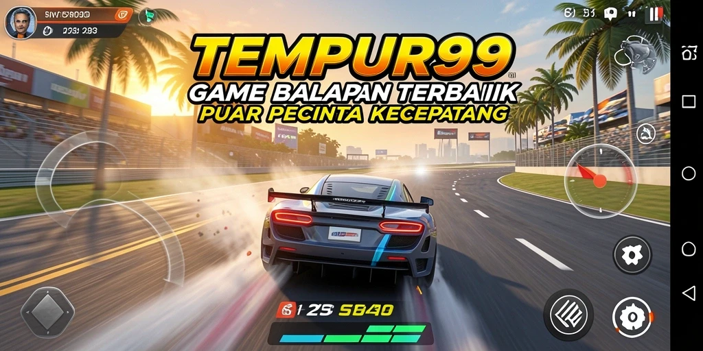 Tampilan gameplay seru dalam balapan yang mendebarkan di TEMPUR99.