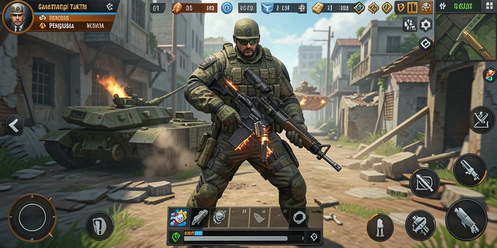 Tampilan gameplay V21 dengan berbagai unit strategis dan pertempuran intens.